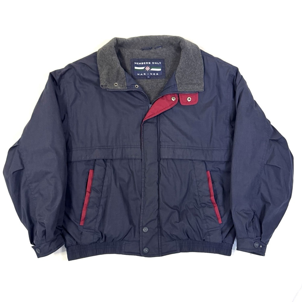 Vintage 80s 90s Mens Members Only Navy Blue Down Puffer Bomber Ski Jacket L